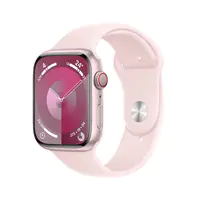 Apple Watch Series 9 (GPS + Cellular) - 45 mm - Pink Aluminum - intelligente Uhr mit Sportband - Flouroelastomer - Light Pink - Bandgröße: M/L - 64 GB - Wi-Fi, Bluetooth, UWB, LTE - 4G - 39 g