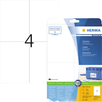 HERMA Etikett PREMIUM 5063 105x148mm weiß 100 St./Pack. HERMA Etikett PREMIUM 5063 105x148mm weiß 100 St./Pack.