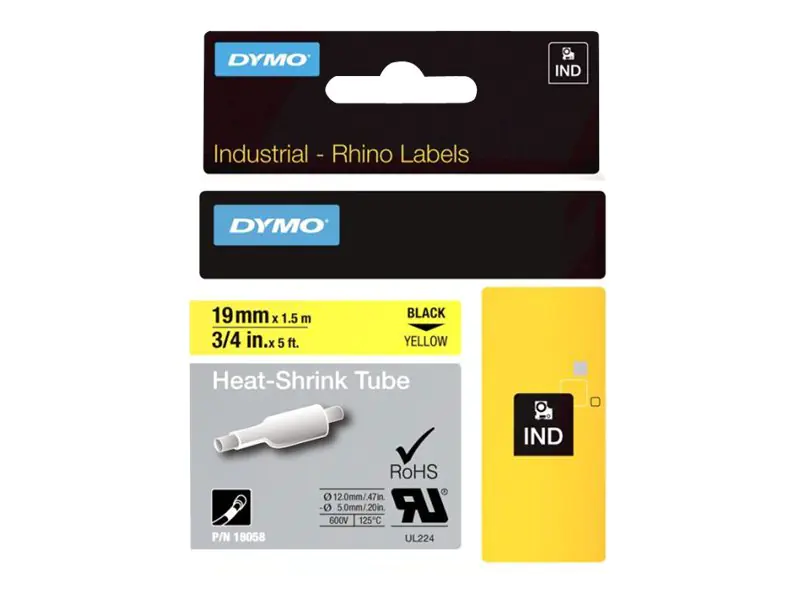 Dymo RhinoPRO Heat shrink tubing - Polyolefin - Schwarz auf Gelb - Rolle (1,9 cm)
