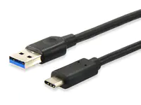 Equip - USB-Kabel - USB Typ A (M) bis USB-C (M) - USB 3.1 - 1 m - geformt - Schwarz