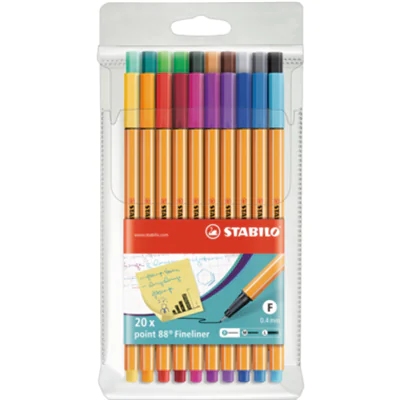 STABILO Point 88 20er, Medium, 20 Farben, Mehrfarben, Rundspitze, 0,4 mm, Mehrfarben 8820