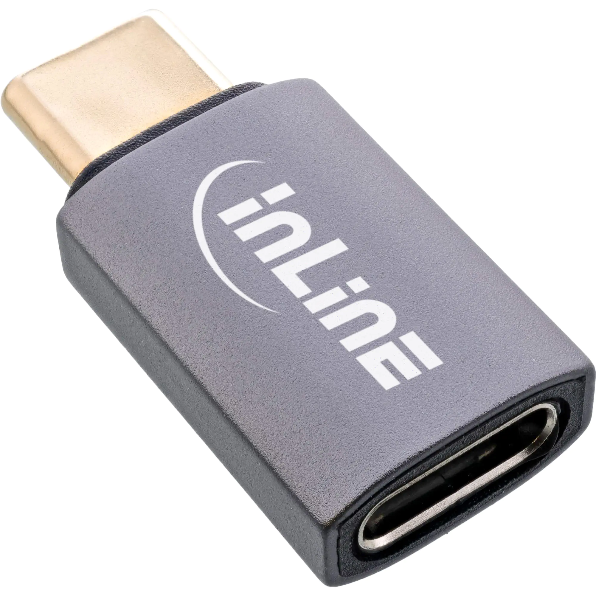 InLine - USB-Adapter - 24 pin USB-C (M) gerade zu 24 pin USB-C (W) gerade - USB4 - 48 V - 5 A - Grau