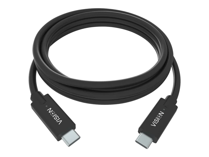 Vision - USB-Kabel - 24 pin USB-C (M) zu 24 pin USB-C (M) - Thunderbolt 3 / USB 3.0 / USB 3.1 Gen 1 - 3 A - 2 m - Schwarz Vision - USB-Kabel - 24 pin USB-C (M) zu 24 pin USB-C (M) - Thunderbolt 3 / USB 3.0 / USB 3.1 Gen 1 - 3 A - 2 m - Schwarz