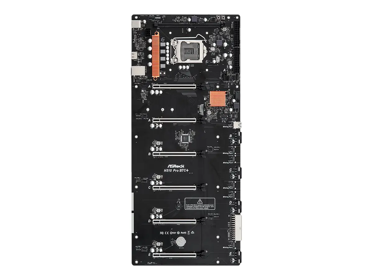ASRock H510 Pro BTC+ - Motherboard - LGA1200-Sockel - H510 Chipsatz - USB 3.2 Gen 1 - Gigabit LAN - Onboard-Grafik (CPU erforderlich)