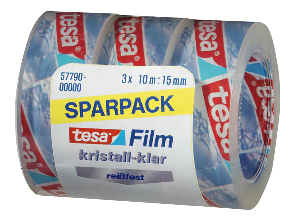 Tesa Tesafilm - Büro-Klebeband - 15 mm x 10 m - Polypropylenfolie - kristallklar (Packung mit 3) 57790-00000