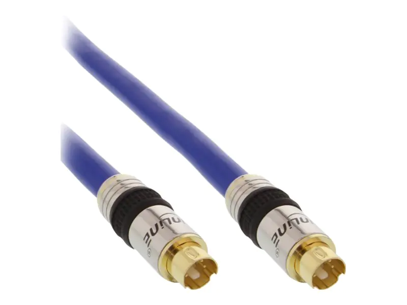 InLine Premium - Videokabel - S-Video - 4-poliger mini-DIN männlich zu 4-poliger mini-DIN männlich - 15 m - doppelt abgeschirmtes Koaxialkabel - Blau