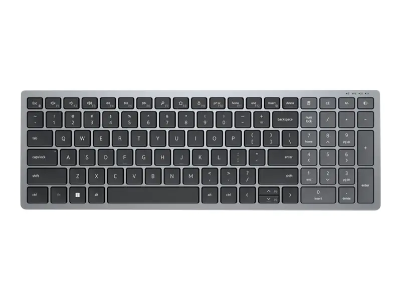 Dell KB740 - Tastatur - kompakt, mehrere Geräte - kabellos - 2.4 GHz, Bluetooth 5.0 - QWERTY - US International - Titan Gray - mit 3 Jahre Erweiterter Austausch-Service am nächsten Arbeitstag