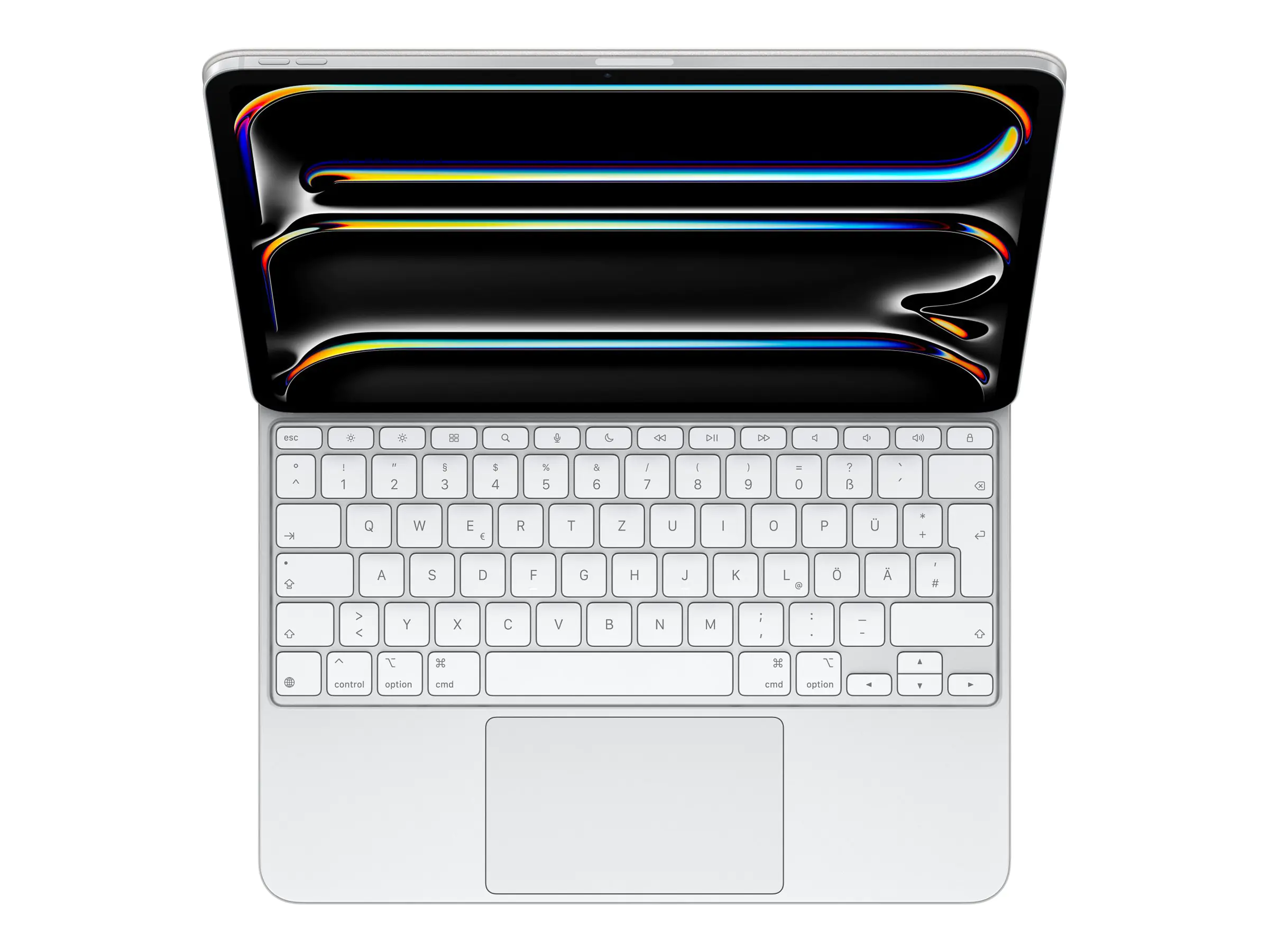 Apple Magic Keyboard - Tastatur und Foliohülle - mit Trackpad - hinterleuchtet - Apple Smart connector - QWERTZ - Deutsch - weiß Apple Magic Keyboard - Tastatur und Foliohülle - mit Trackpad - hinterleuchtet - Apple Smart connector - QWERTZ - Deutsch - weiß