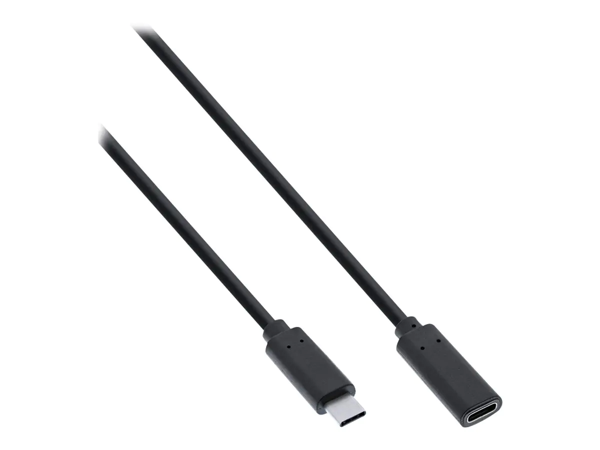InLine - USB-Verlängerungskabel - 24 pin USB-C (M) zu 24 pin USB-C (W) - USB 3.2 Gen 1 - 3 A - 1.5 m - unterstützt Stromversorgung - Schwarz