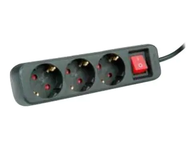 Roline - Steckdosenleiste - Wechselstrom 250 V - 3600 Watt - Eingabe, Eingang CEE 7/4 - Ausgangsanschlüsse: 3 (3 x CEE 7/4) - 1.5 m Schnur - Schwarz