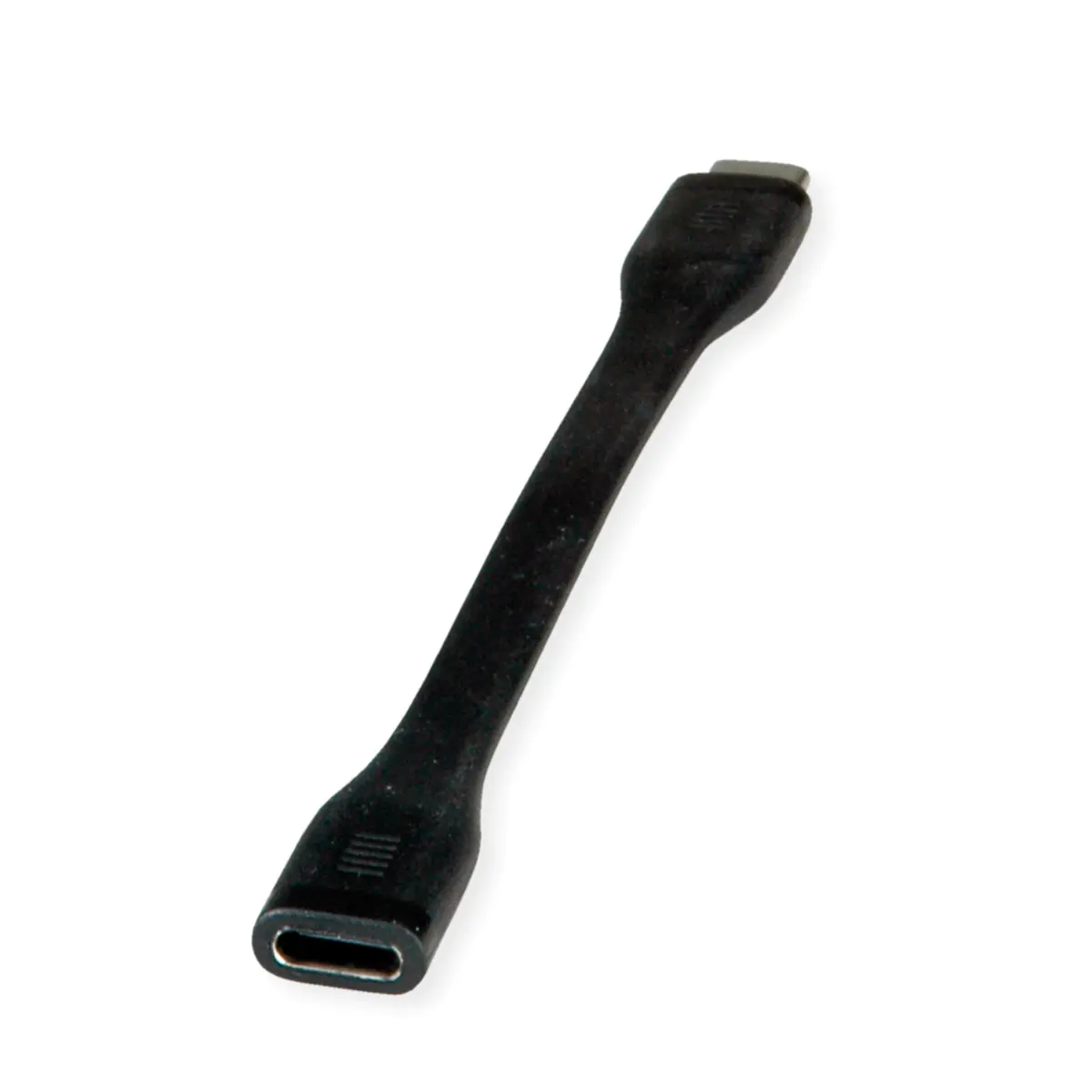 Roline - USB-Verlängerungskabel - 24 pin USB-C (M) zu 24 pin USB-C (W) - USB4 Gen3x2 - 20 V - 5 A - 11.5 cm - flach, USB-Stromversorgung (100 W), bis zu 40 Gbps Datentransferrate, E-marker - Schwarz