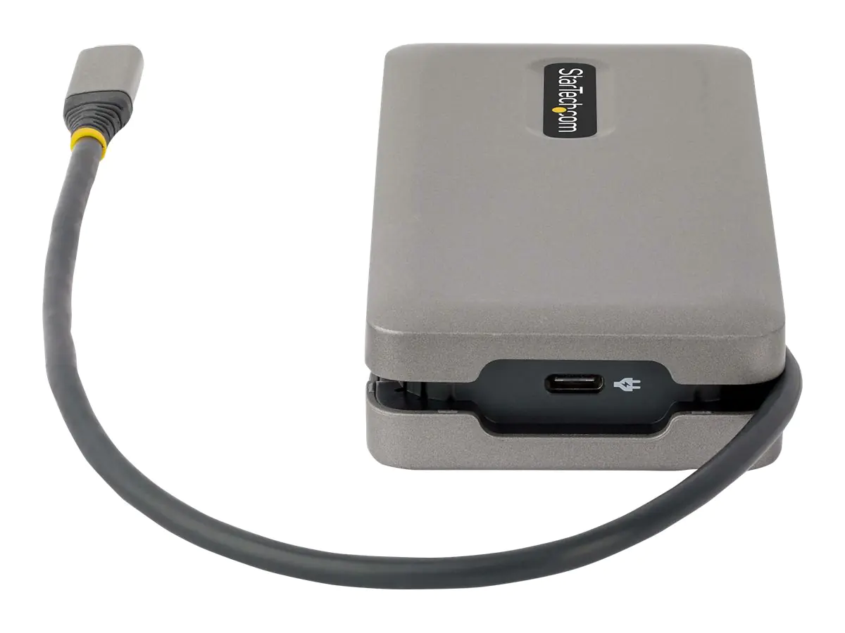 StarTech USB-C Multiport Adapter, HDMI/VGA, 4K 60Hz Video, 3-Port USB Hub, 100W Power Delivery Pass-Through, GbE, USB Type-C Travel Dock w/ Charging, 1ft/30cm Wrap-Around Cable - Mini Laptop Docking Station (DKT31CVHPD3) - Dockingstation - USB-C - HDMI, V