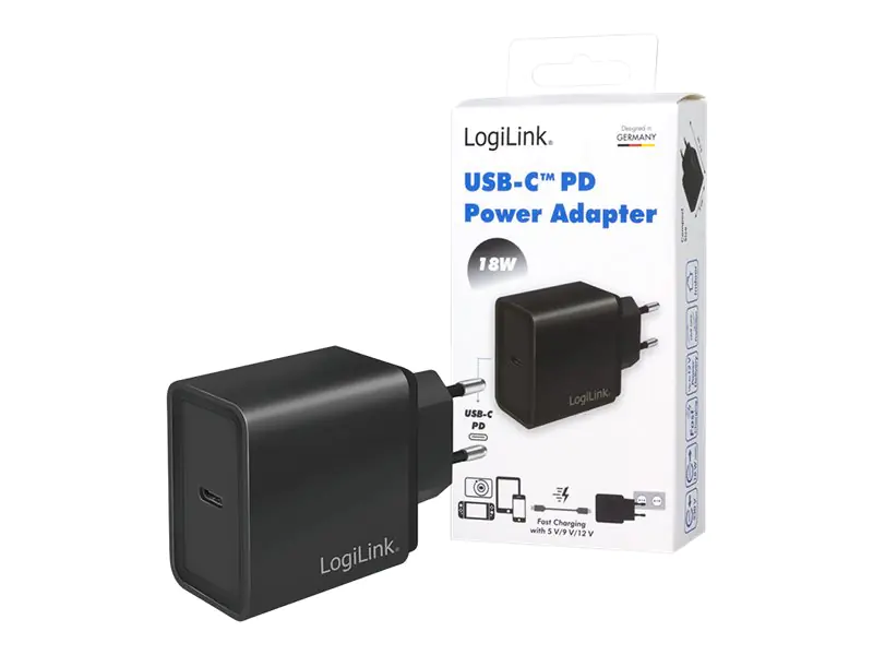 LogiLink - Netzteil - 18 Watt - 3 A - PD (24 pin USB-C) - Schwarz