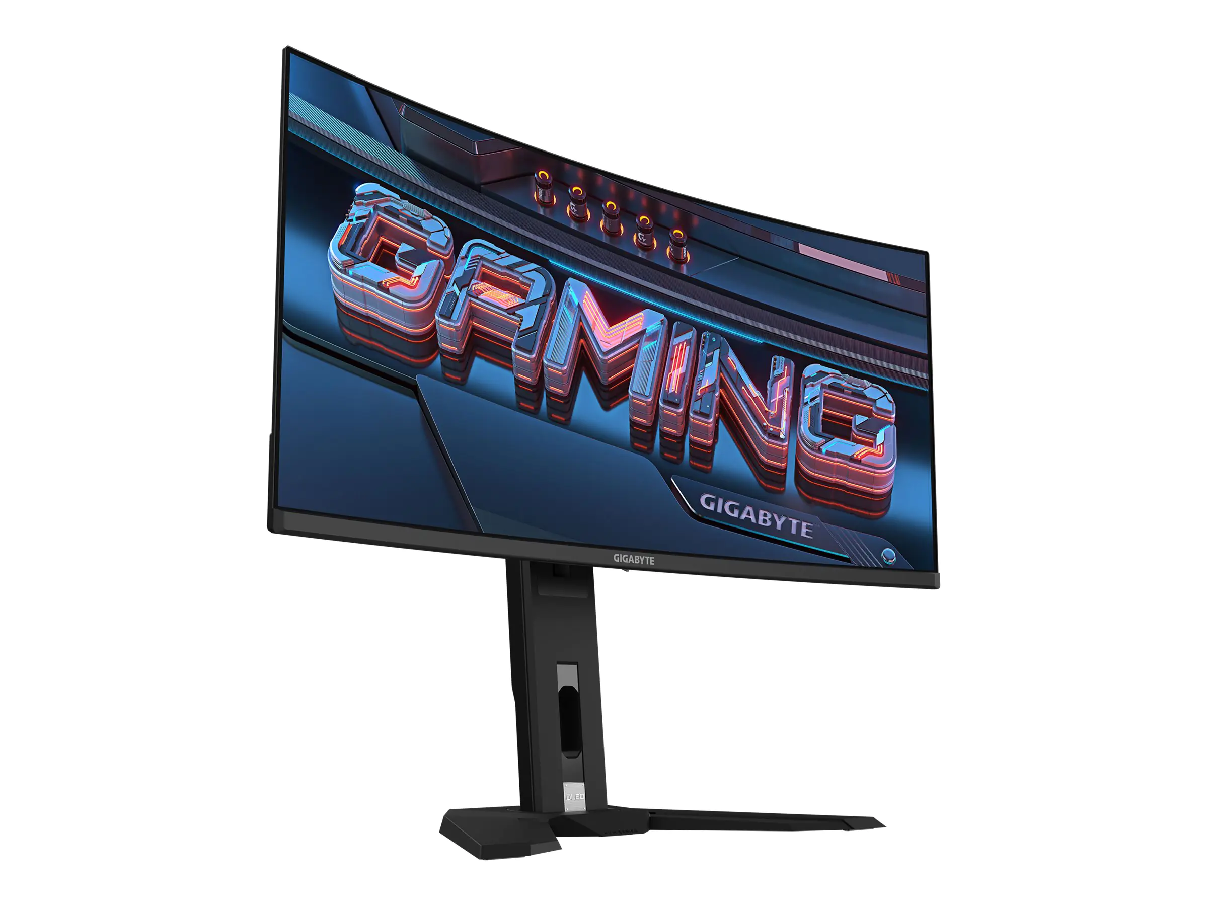 Gigabyte MO34WQC2 - OLED-Monitor - gebogen - 86.4 cm (34") - 3440 x 1440 WQHD @ 240 Hz - 1000 cd/m² - 1500000:1 - DisplayHDR 400 True Black - 0.03 ms - 2xHDMI, DisplayPort, USB-C - Lautsprecher