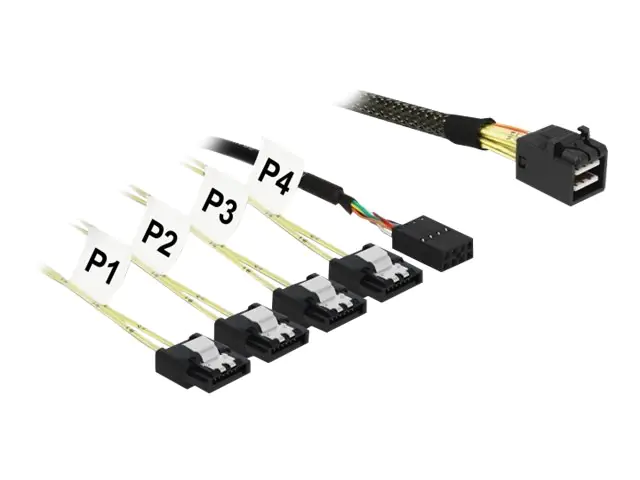 Delock - SATA- / SAS-Kabel - SAS 12Gbit/s - Mini SAS HD (SFF-8643) zu 4 x SATA - 1 m