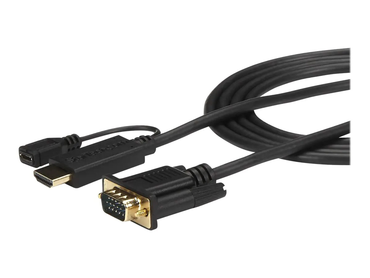 StarTech.com 1,8m aktives HDMI auf VGA Konverter Kabel - HDMI zu VGA Adapter 180cm - Schwarz - 1920x1200 / 1080p - Adapterkabel - HDMI, Mikro-USB Typ B (nur Strom) HD2VGAMM6