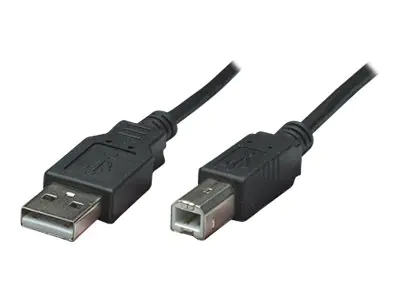 Manhattan USB-A to USB-B Cable, 0.5m, Male to Male, 480 Mbps (USB 2.0), Hi-Speed USB, Black, Lifetime Warranty, Polybag - USB-Kabel - USB (M) zu USB Typ B (M) - USB 2.0 - 0.5 A - 50 cm - geformt - Schwarz