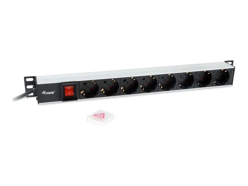 Equip Steckdosenleiste 19" 1HE 8fach Schukon. 3.0m Alu Sch - Steckdosenleiste - 3 m