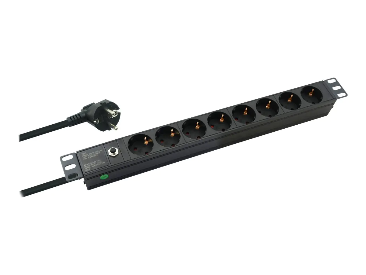Helos PROFESSIONAL - Stromverteilungseinheit (Rack - einbaufähig) - Wechselstrom 250 V - 4000 Watt - Ausgangsanschlüsse: 8 (8 x Strom) - 1U - 48.3 cm (19") - 2 m Schnur - Schwarz