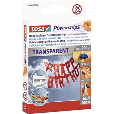 Tesa Powerstrips Deco - Montagekleber - durchsichtig (Packung mit 16) 58800-00012-21