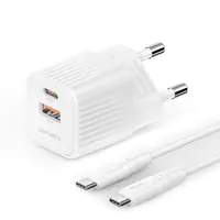 4smarts VoltPlug Mini - Netzteil - 20 Watt - 3 A - Fast Charge, PD 3.0, QC 3.0, AFC, HiSilicon Fast Charging, PD/PPS - 2 Ausgabeanschlussstellen (USB, 24 pin USB-C) - auf Kabel: USB-C - weiß