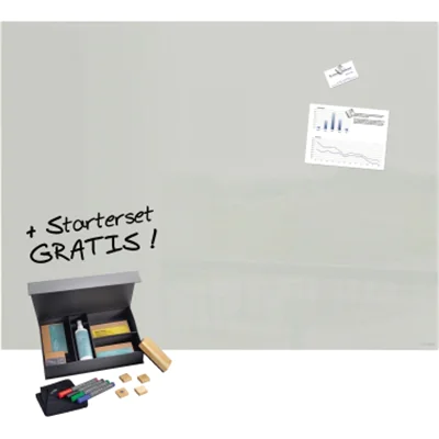 SIGEL Glasboard Artverum 120 x 90 x 1,8 cm (B x H x T) Tafel magnethaftend inkl. Sigel Toolkit BA311, zwei extra-starker SuperDym-Magnete Tempered Glas grau