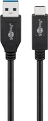 Wentronic 41074 - 1 m - USB A - USB C - 3.2 Gen 2 (3.1 Gen 2) - 10000 Mbit/s - Schwarz