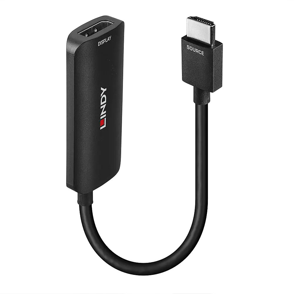 Lindy - Videoadapter - HDMI männlich zu DisplayPort, Mikro-USB Typ B (nur Strom) weiblich - 15.7 cm - Schwarz - unterstützt 4K 60 Hz (3840 x 2160)