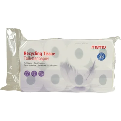 memo Toilettenpapier Recycling Tissue 4-lagig Tissue, 100 % recycelt weiß 130 Bl./Rl. 8 Rl./Pack.