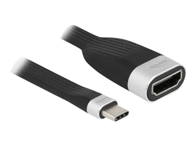Delock - Videoadapter - 24 pin USB-C männlich zu HDMI weiblich - 13.5 cm - Schwarz, Silber - 4K Unterstützung, USB-Strom