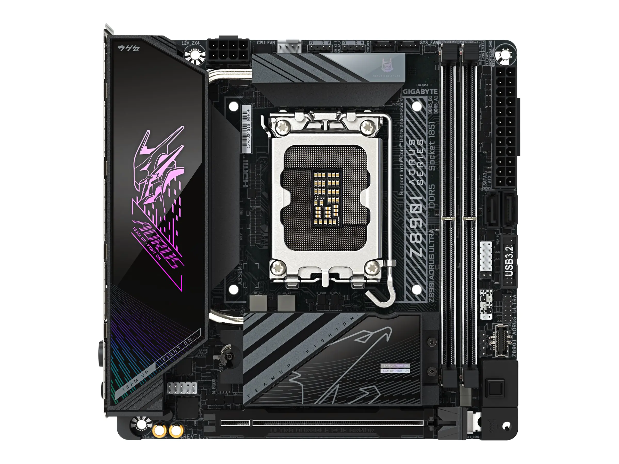 AORUS Z890I ULTRA - Motherboard - micro ATX - LGA1851-Sockel - Z890 Chipsatz - USB4, USB-C 3.2 Gen2, USB 3.2 Gen 2, USB 3.2 Gen 1 - 2.5 Gigabit LAN, Wi-Fi 7, Bluetooth - Onboard-Grafik (CPU erforderlich) - HD Audio (8-Kanal)
