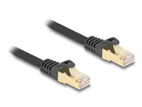 Delock - Patch-Kabel - RJ-45 (M) zu RJ-45 (M) - 50 cm - 7 mm - S/FTP - CAT 6a - geformt, ohne Haken, Gewebebeschichtung - Schwarz