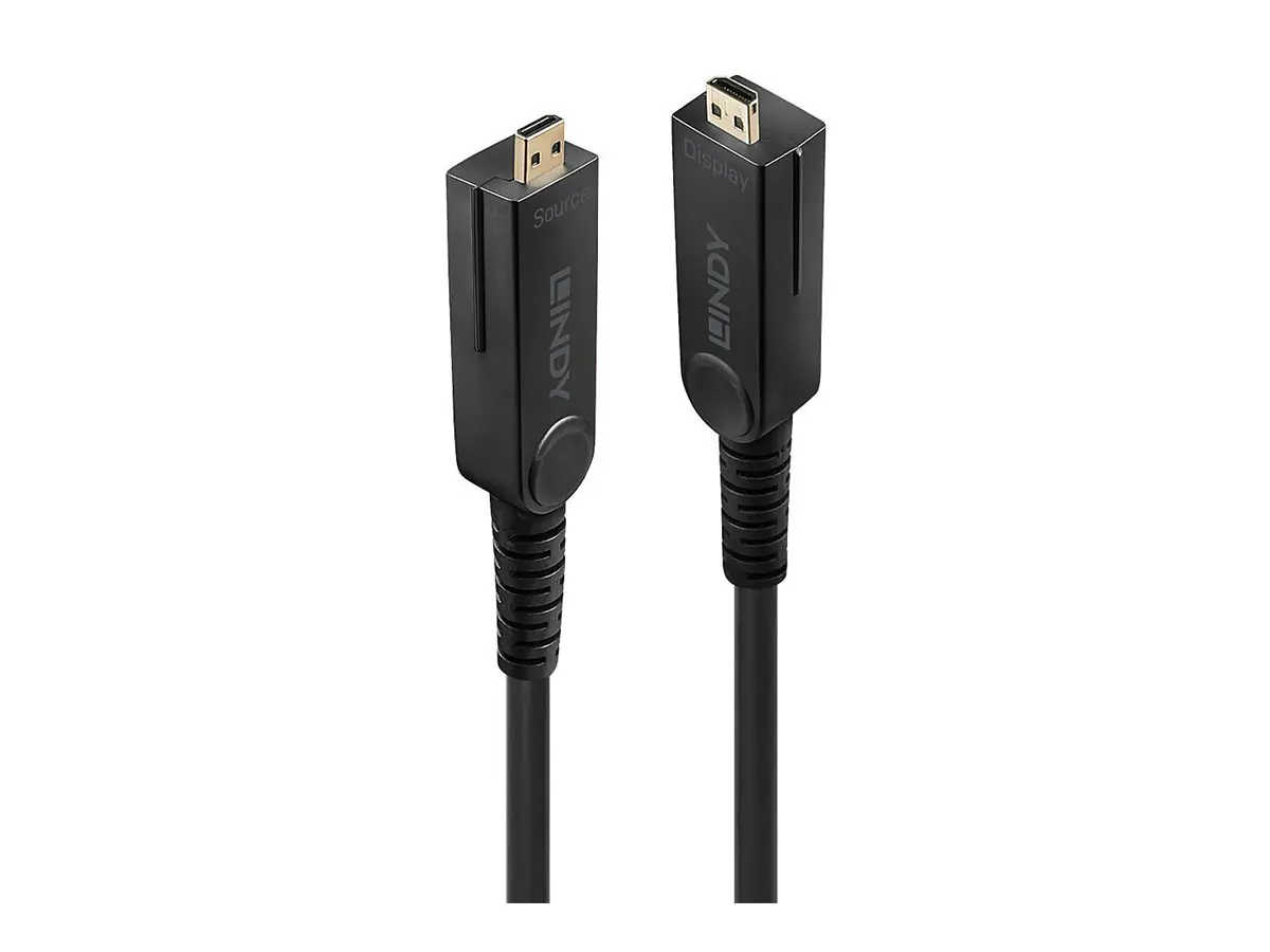 Lindy - Kit HDMI-Kabel mit Ethernet - 19 pin micro HDMI Type D männlich zu 19 pin micro HDMI Type D männlich - 20 m - Hybrid Kupfer/Kohlefaser - Schwarz - 4K Unterstützung