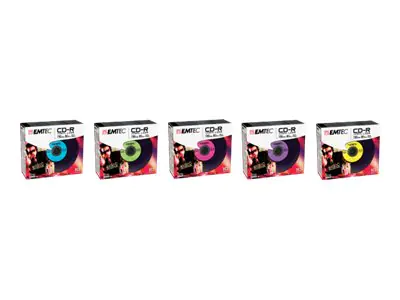 EMTEC Vinyl Look - 10 x CD-R - 700 MB (80 Min) 52x - Blau, Gelb, lila, grün, pink - Slim Jewel Case