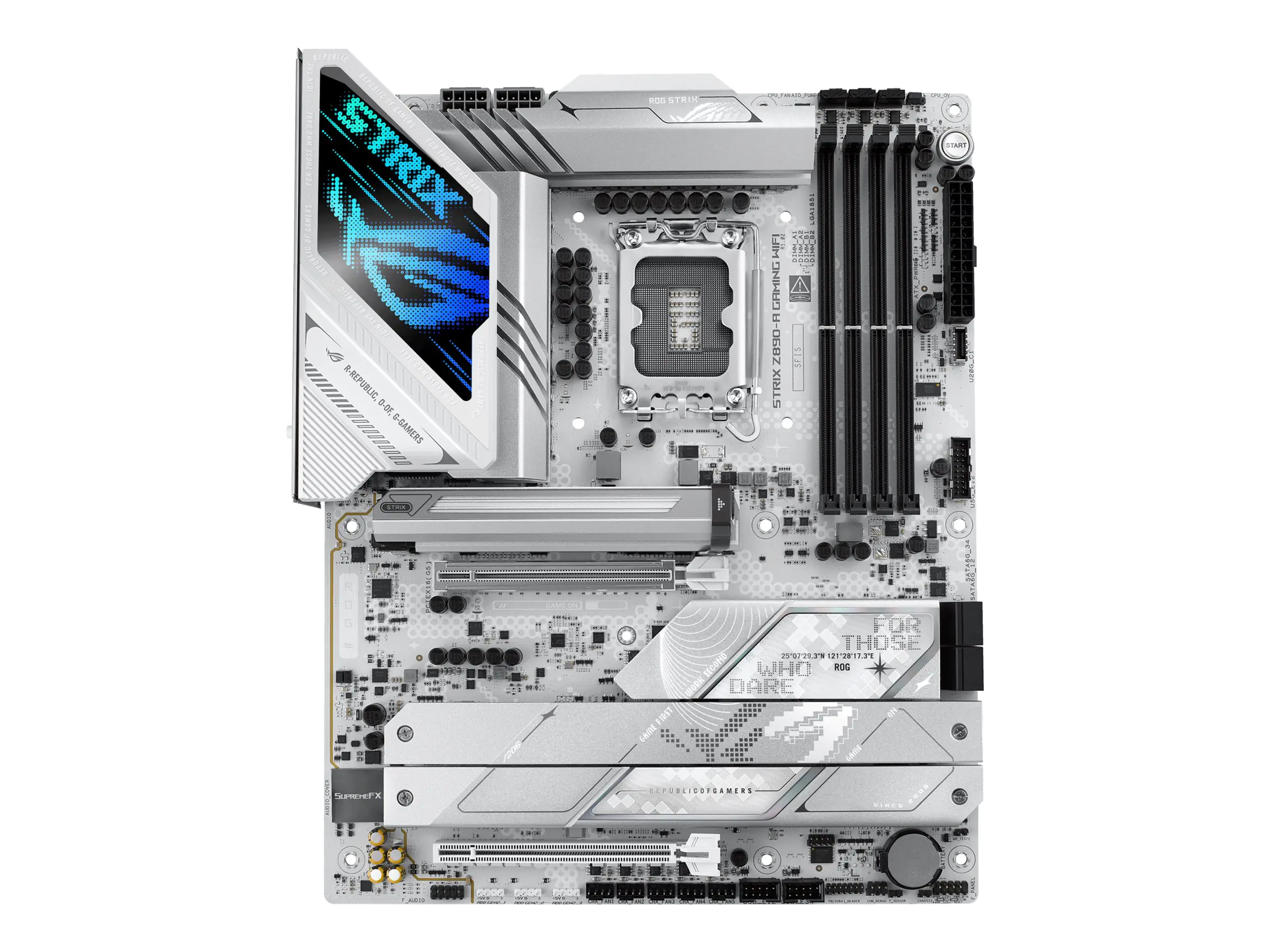 ASUS ROG STRIX Z890-A GAMING WIFI - Motherboard - ATX - LGA1851-Sockel - Z890 Chipsatz - USB-C 3.2 Gen 2x2, USB 3.2 Gen 1, USB 3.2 Gen 2, USB-C 3.2 Gen2, USB4 - 2.5 Gigabit LAN, Wi-Fi 7, Bluetooth - Onboard-Grafik (CPU erforderlich) - HD Audio (8-Kanal)