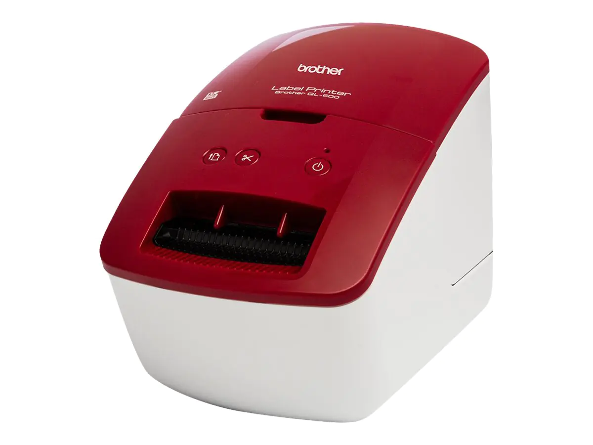 Brother QL-600R - Etikettendrucker - Thermodirekt - Rolle (6,2 cm) - 300 x 300 dpi - bis zu 71 mm/Sek. - USB 2.0 - weiß, Rot