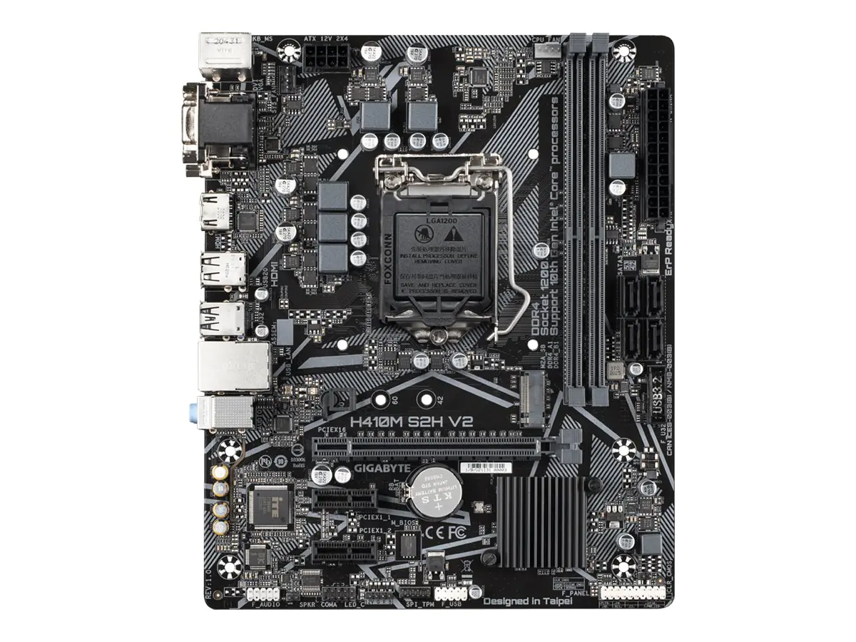 Gigabyte H410M S2H V2 - 1.0 - Motherboard - micro ATX - LGA1200-Sockel - H410 Chipsatz - USB 3.2 Gen 1 - Gigabit LAN - Onboard-Grafik (CPU erforderlich)