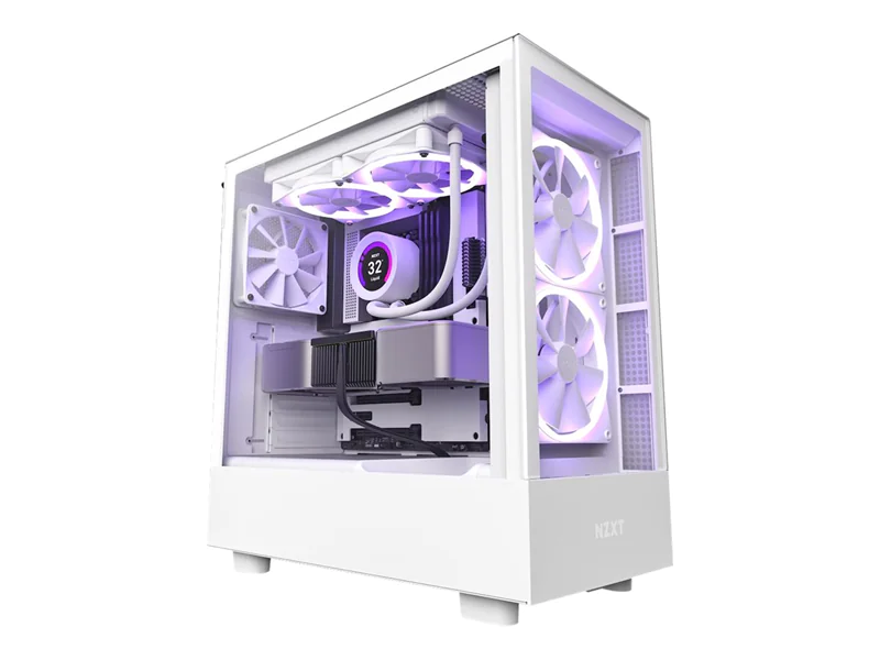 NZXT H series H5 Elite - Mid tower - E-ATX - Seitenteil mit Fenster (gehärtetes Glas) - keine Spannungsversorgung - weiß - USB/Audio