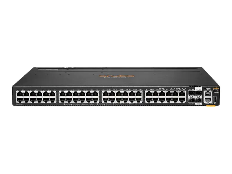 HPE Aruba 6200M 48G 4SFP+ Switch - Switch - max. Stapelentfernung 10 km - L3 - managed - 48 x 10/100/1000 + 4 x 1 Gigabit / 10 Gigabit SFP+ (Uplink / Stacking) - Front und Seite zu Hinterseite - an Rack montierbar - BTO