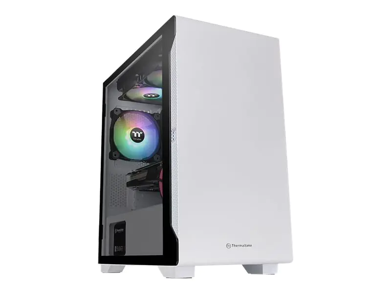 Thermaltake S100 TG Snow - Tempered Glass Snow Edition - Tower - micro ATX - Seitenteil mit Fenster (gehärtetes Glas) - keine Spannungsversorgung (PS/2) - weiß - USB/Audio