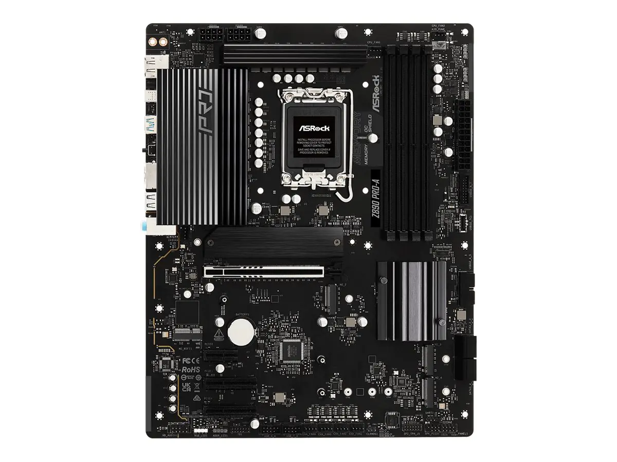 ASRock Z890 Pro-A - Motherboard - ATX - LGA1851-Sockel - Z890 Chipsatz - USB4, USB-C 3.2 Gen 2x2, USB 3.2 Gen 1, USB 3.2 Gen 2 - 2.5 Gigabit LAN - Onboard-Grafik (CPU erforderlich) - HD Audio (8-Kanal)