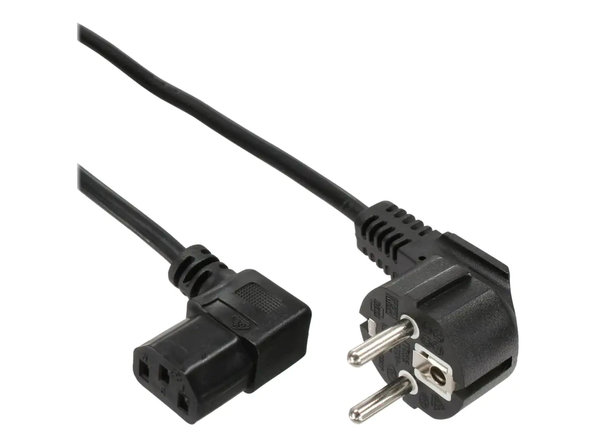 InLine - Stromkabel - power CEE 7/7 (M) gewinkelt zu power IEC 60320 C13 rechtwinklig - 1.8 m - Schwarz (Packung mit 35)