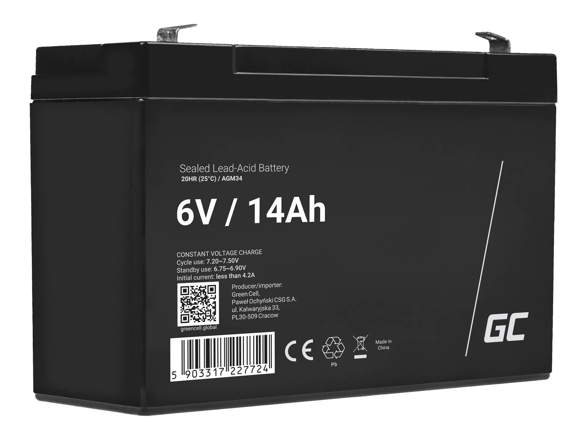 Green Cell Batterie - Bleisäure - 14 Ah