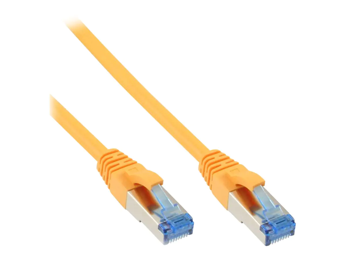 InLine - Patch-Kabel - RJ-45 (M) zu RJ-45 (M) - 25 cm - SFTP, PiMF - CAT 6a - halogenfrei, ohne Haken - Gelb