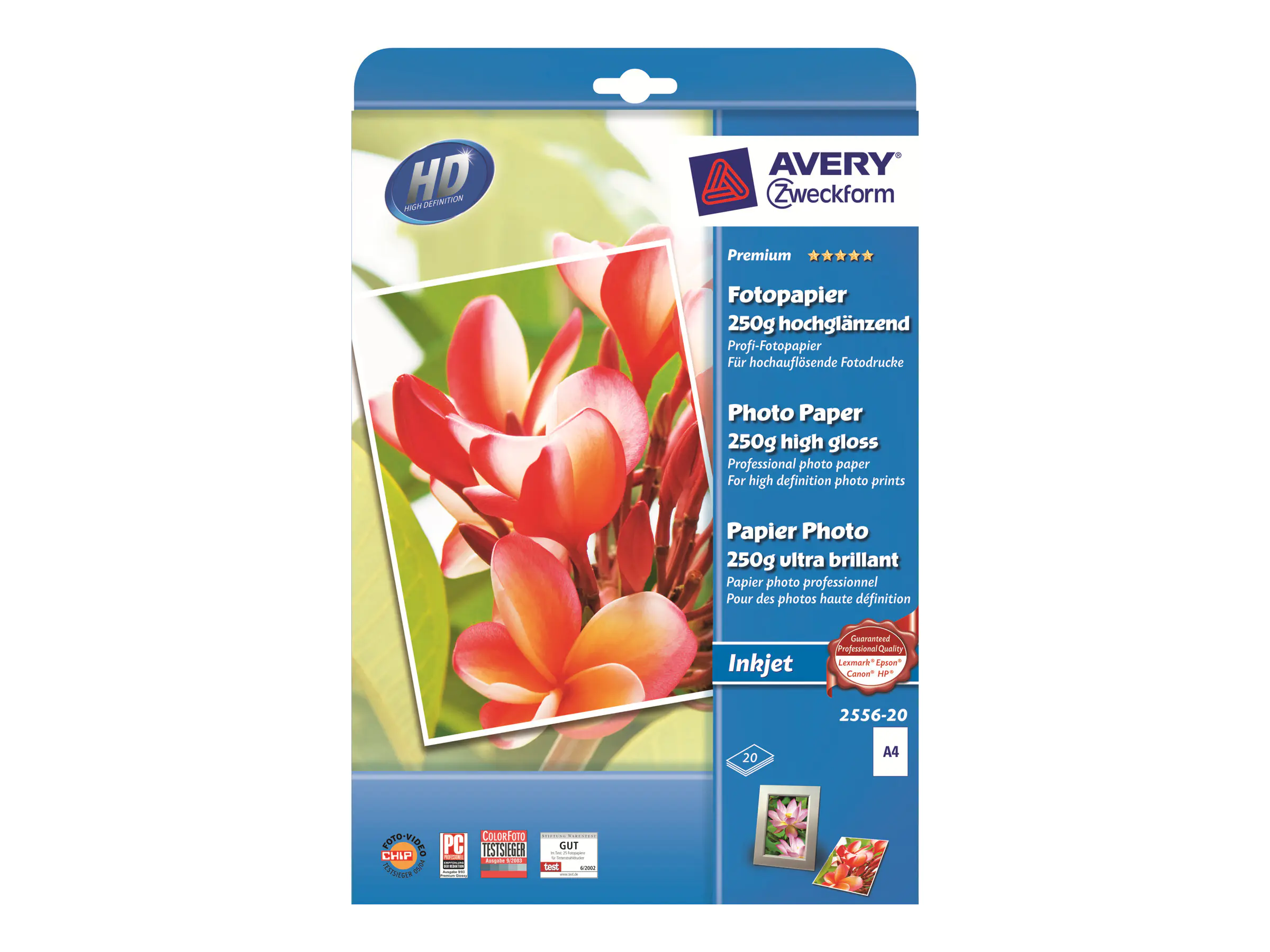 Avery Zweckform Avery Premium Glossy Photo Paper - Glänzend - weiß - A4 (210 x 297 mm) 2556-20
