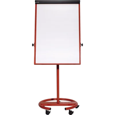 MAUL Mobiles Flipchart MAULoffice mit Ablageschale Rundfuß mit 5 Rollen Stahl rot