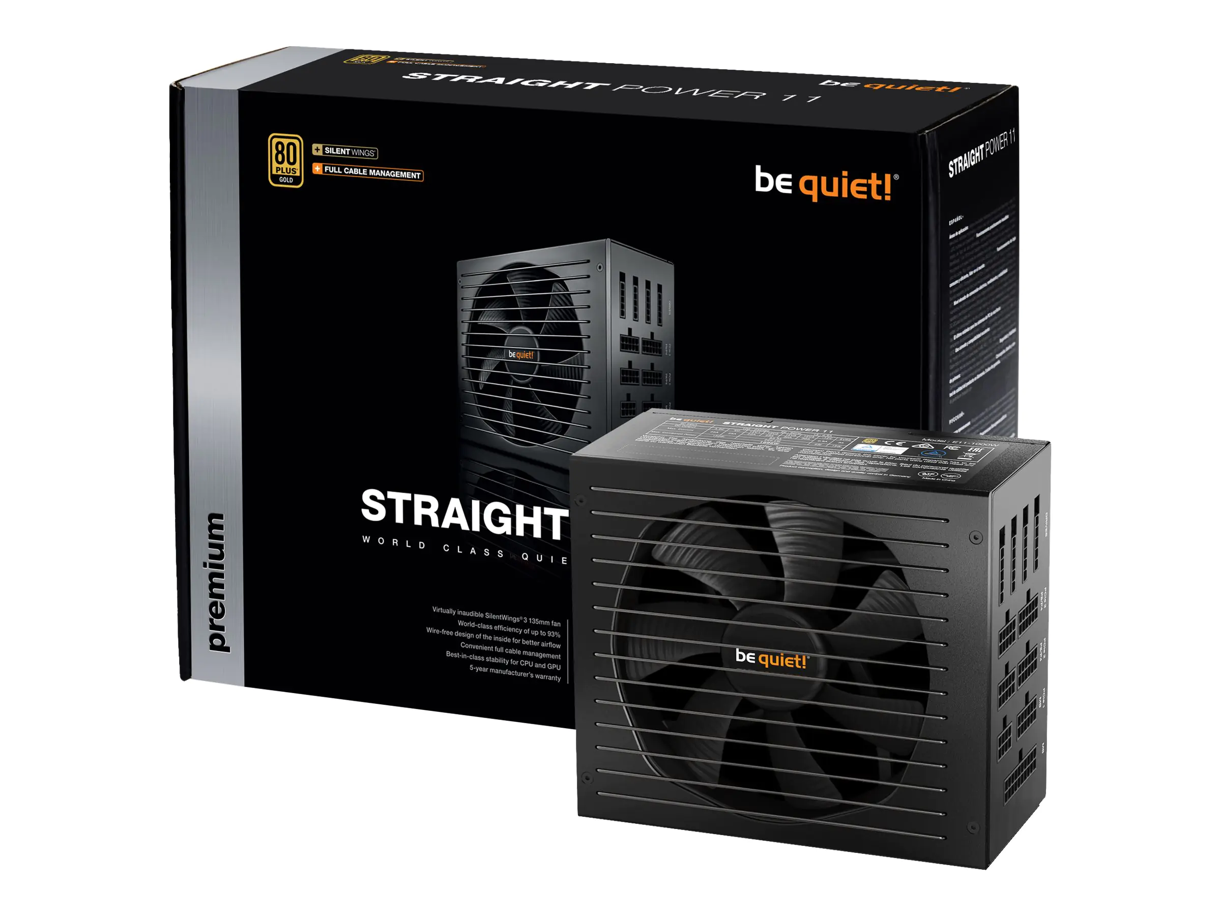 be quiet! Straight Power 11 1000W - Netzteil (intern) - ATX12V 2.4/ EPS12V 2.92 - 80 PLUS Gold - Wechselstrom 100-240 V - 1000 Watt - aktive PFC - Schwarz