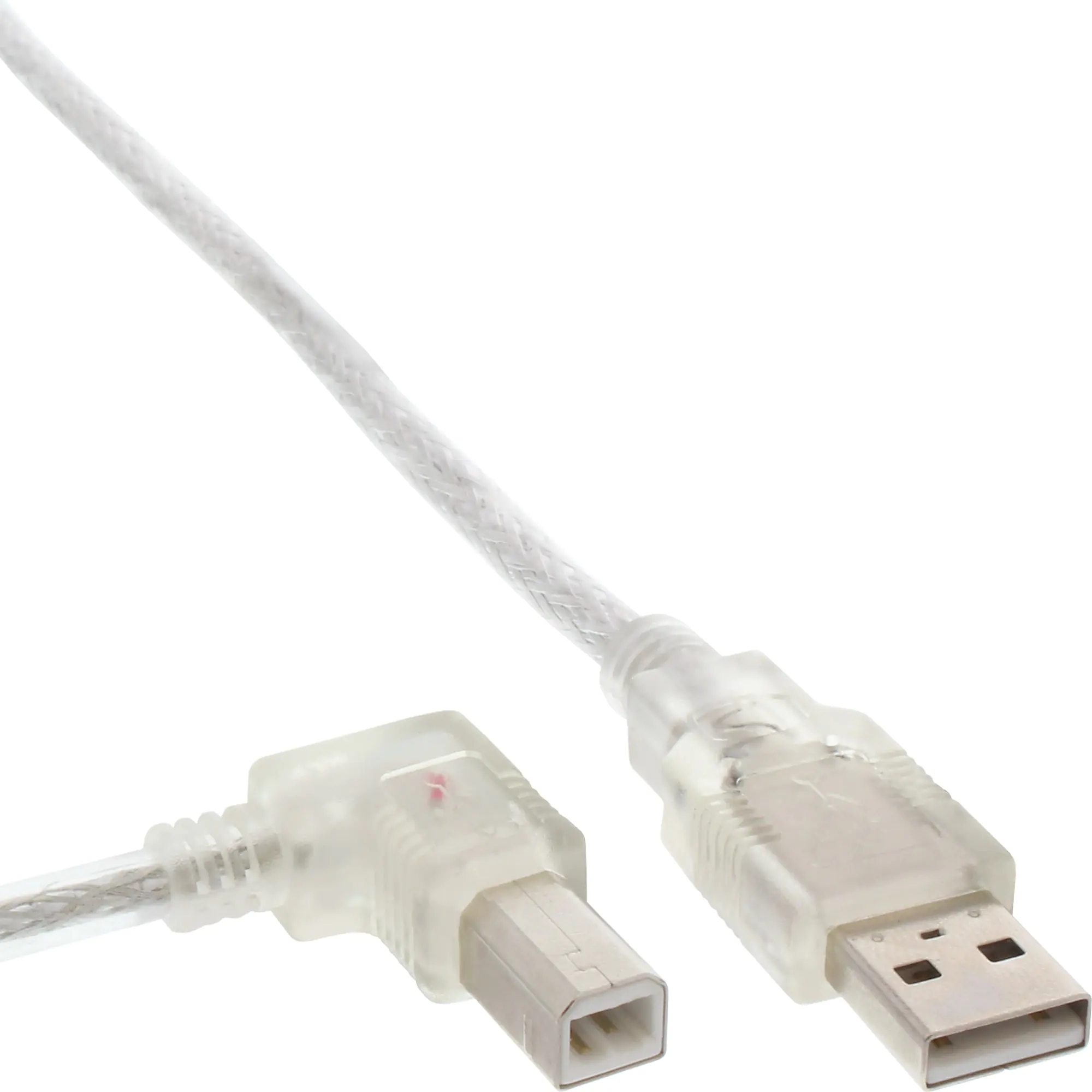 InLine - USB-Kabel - USB (M) zu USB Typ B (M) - USB 2.0 - 2 m - 90° Stecker, links-gewinkelter Stecker - durchsichtig