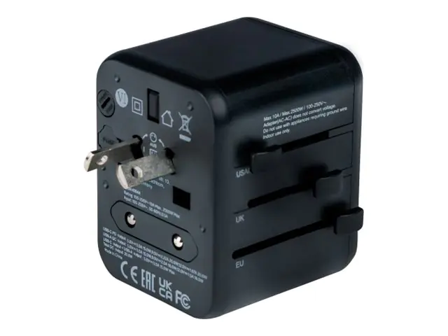 Verbatim UTA-02 - Netzteil - 20 Watt - 3 A - Quick Charge 3.0 - 3 Ausgabeanschlussstellen (24 pin USB-C, USB, BS 1362)
