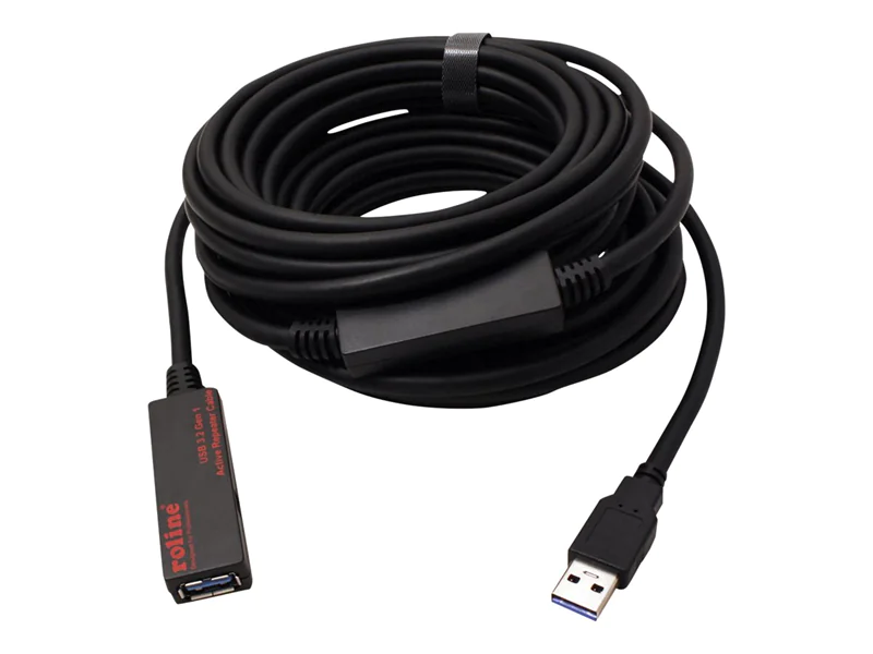 Roline - USB-Verlängerungskabel - USB Typ A (M) zu USB Typ A (W) - USB 3.2 Gen 1 - 10 m - aktiv - Schwarz